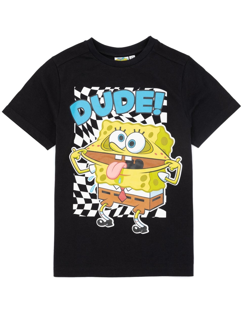Vanilla Underground SpongeBob SquarePants Boys Checker DUDE! T-Shirt (3-14 yrs)