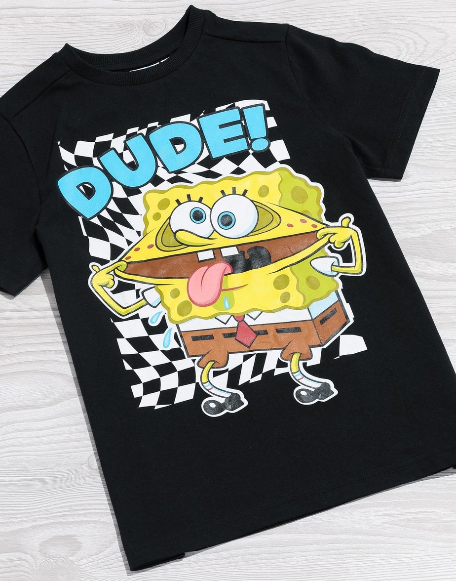 Vanilla Underground SpongeBob SquarePants Boys Checker DUDE! T-Shirt (3-14 yrs)