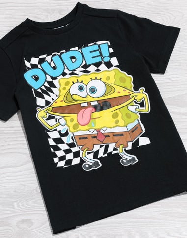 Vanilla Underground SpongeBob SquarePants Boys Checker DUDE! T-Shirt (3-14 yrs)