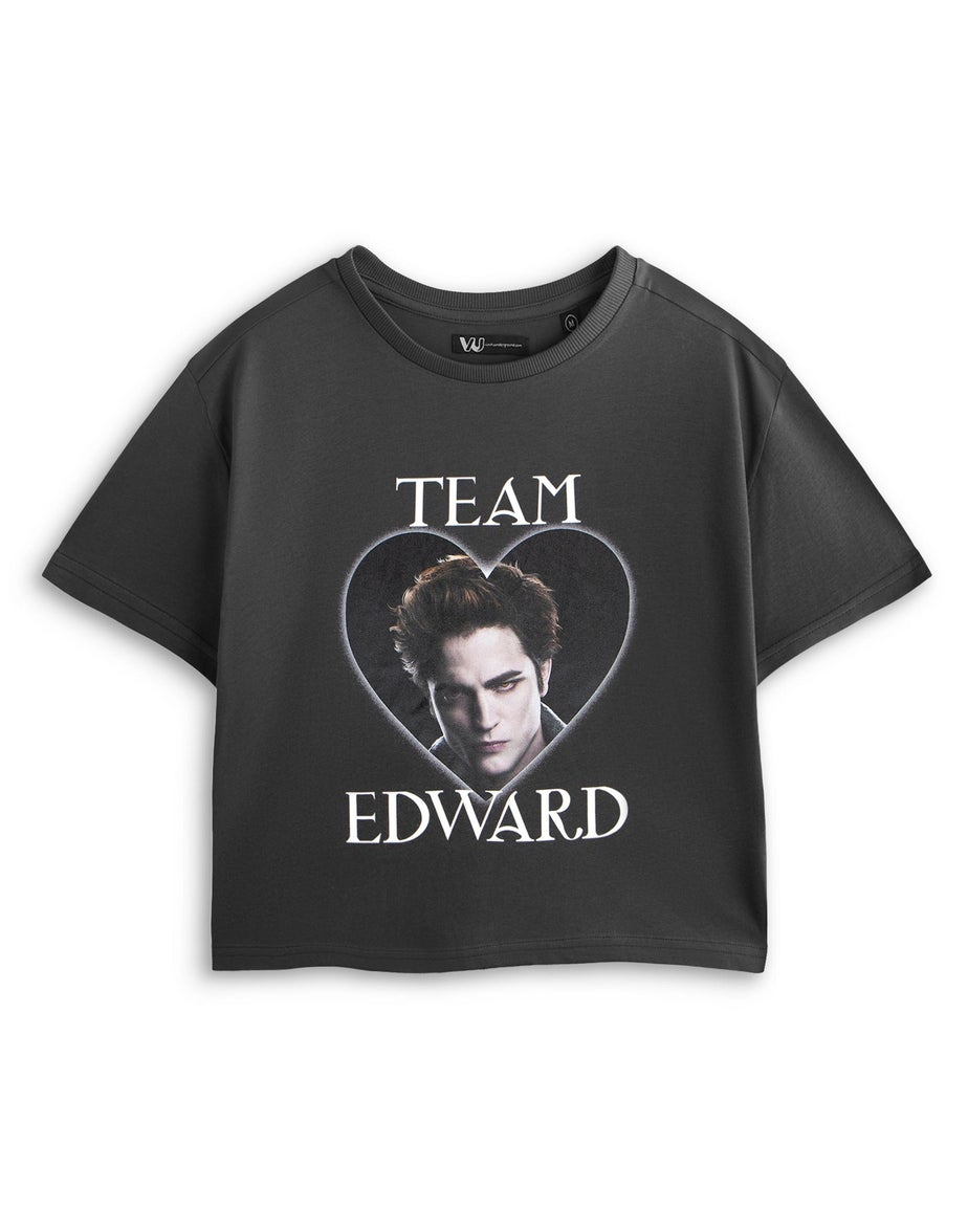 Vanilla Underground Twilight Team Edward Grey Cropped T-Shirt