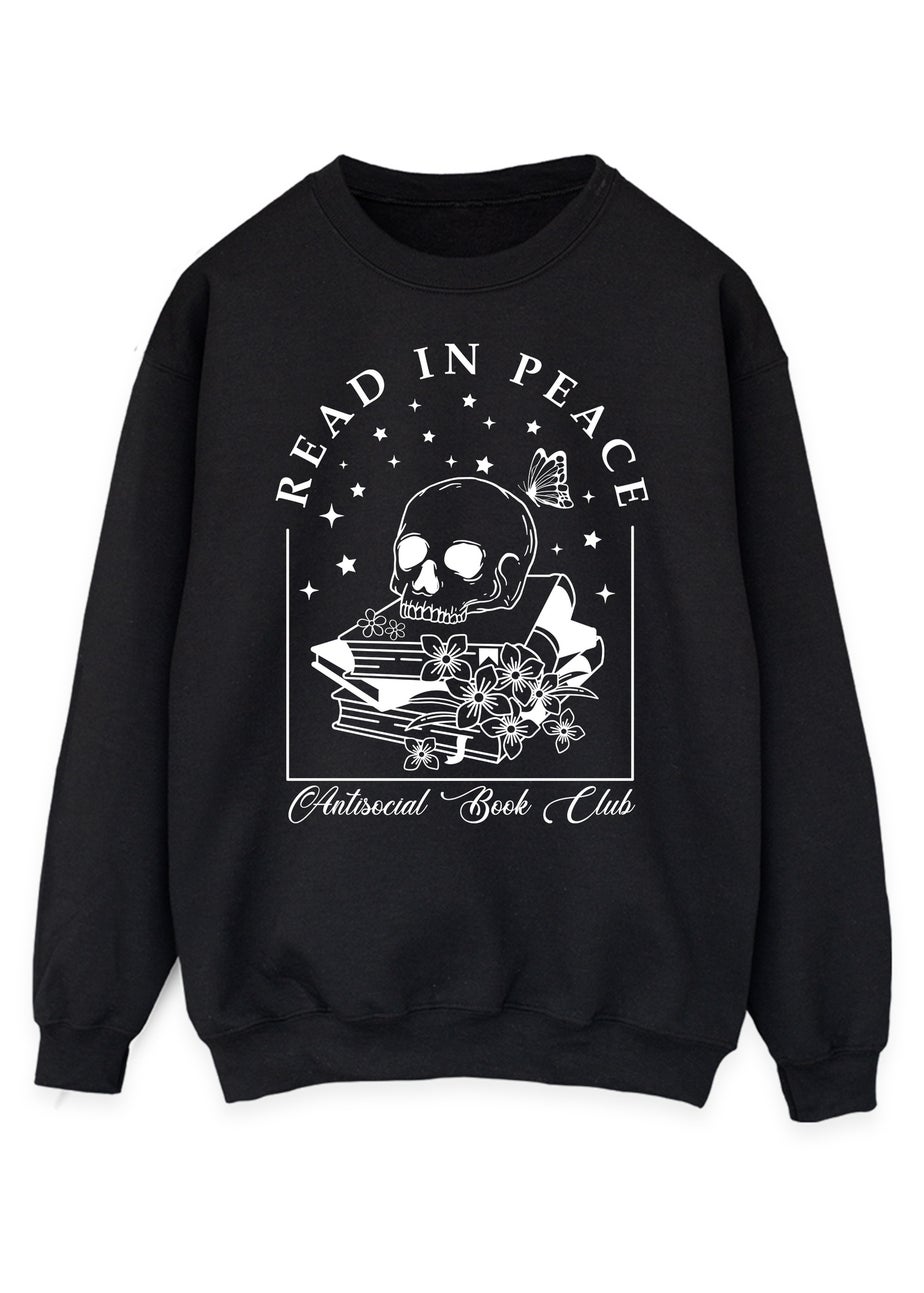 Spiral Galaxy Read In Peace Black Graphic Sweatshirt