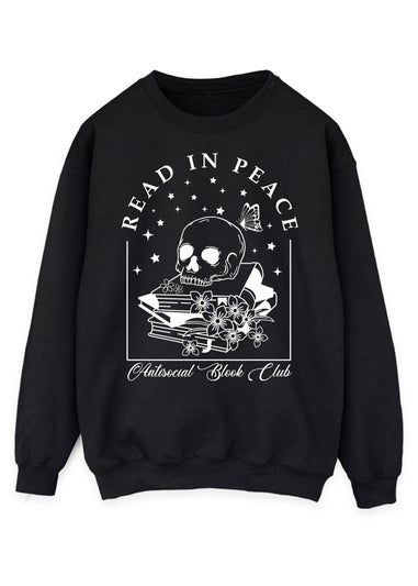 Spiral Galaxy Read In Peace Black Graphic Sweatshirt
