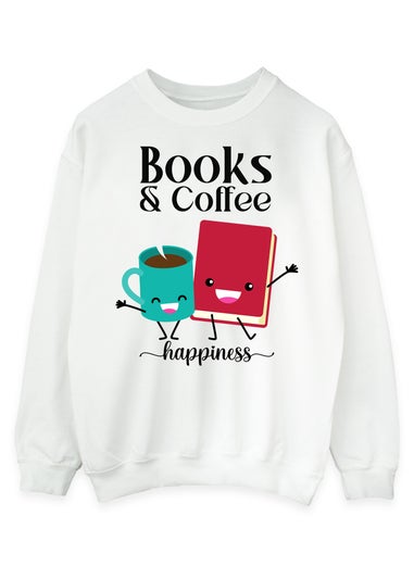 Spiral Galaxy Books & Coffee White Graphic Sweatshirt