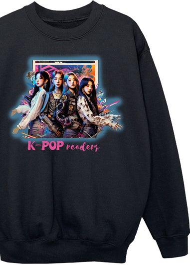 Ada & Ted K-Pop Girl Band Readers Girls Black Graphic Sweatshirt (3-13 Years)