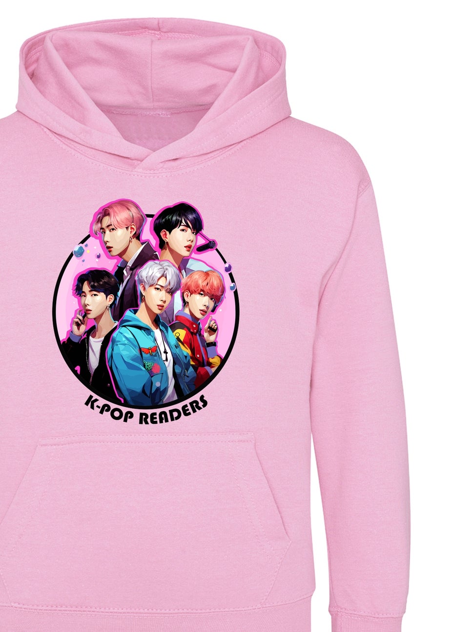 Ada & Ted K-Pop Readers Girls Pink Graphic Hoodie (3-13 Years)
