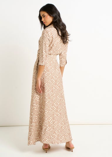 Gini London Beige Belted Shirt Maxi Dress
