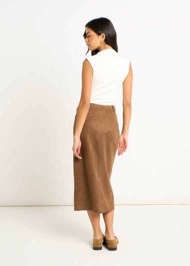 Gini London Brown Suede Pencil Skirt