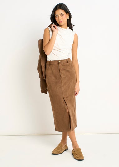 Gini London Brown Suede Pencil Skirt