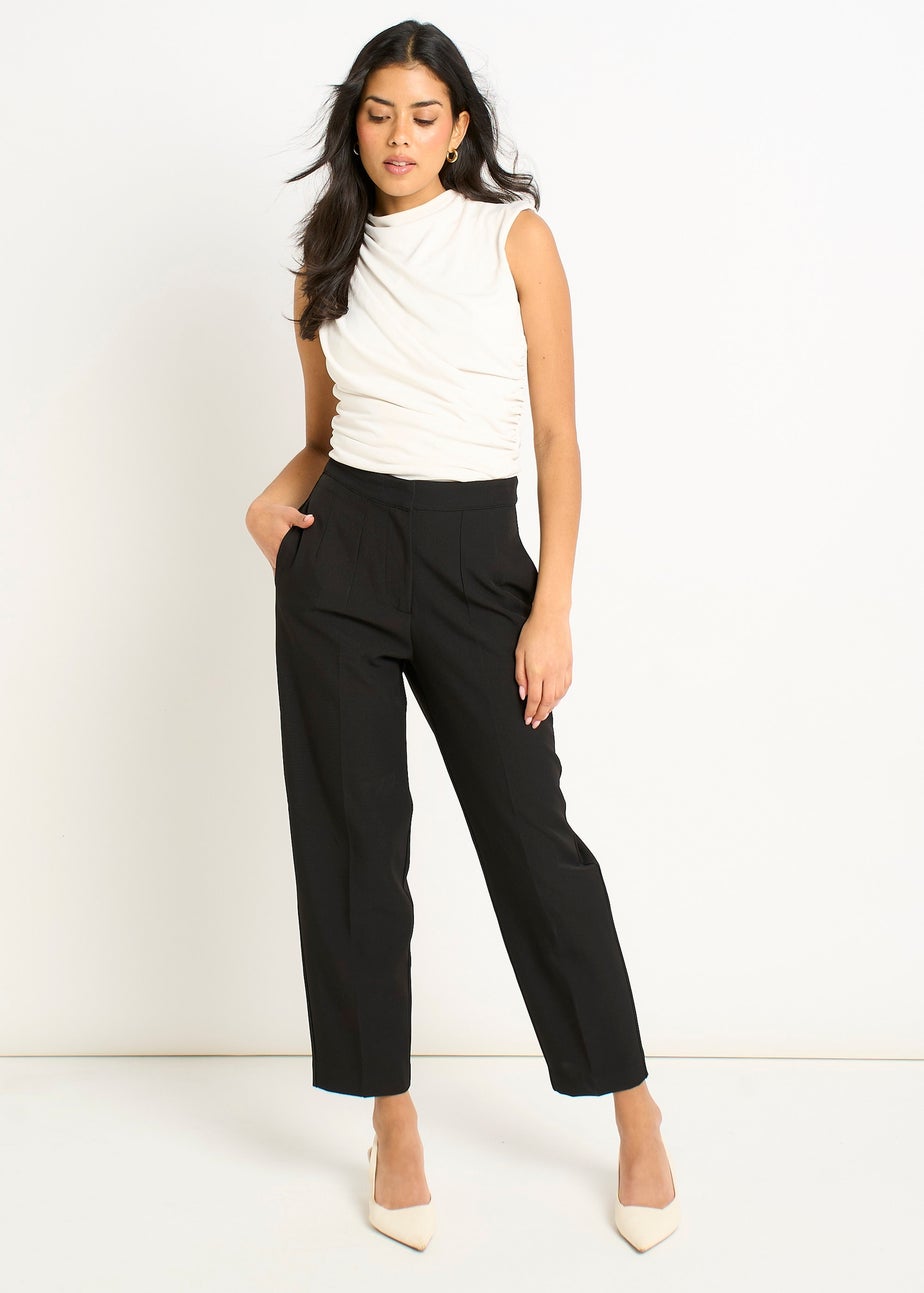 Gini London Black Ankle Grazer Cigarette Tailoring Trousers