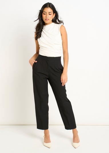 Gini London Black Ankle Grazer Cigarette Tailoring Trousers
