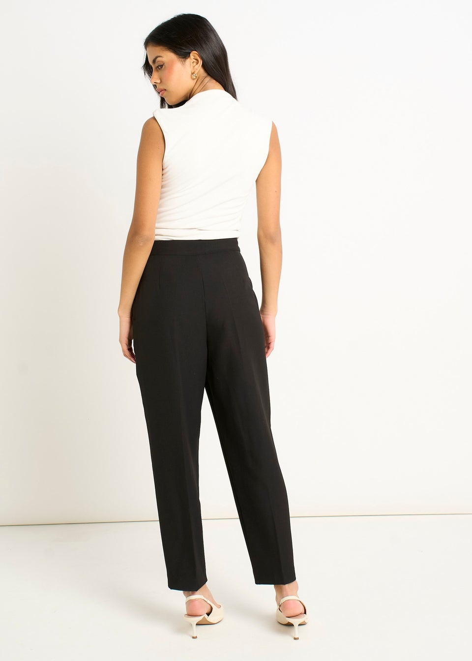 Gini London Black Ankle Grazer Cigarette Tailoring Trousers