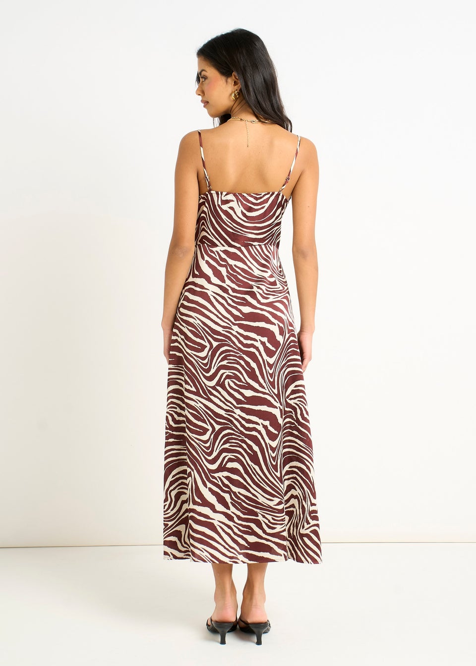 Gini London Burgundy Zebra Cowl Neck Midi Dress