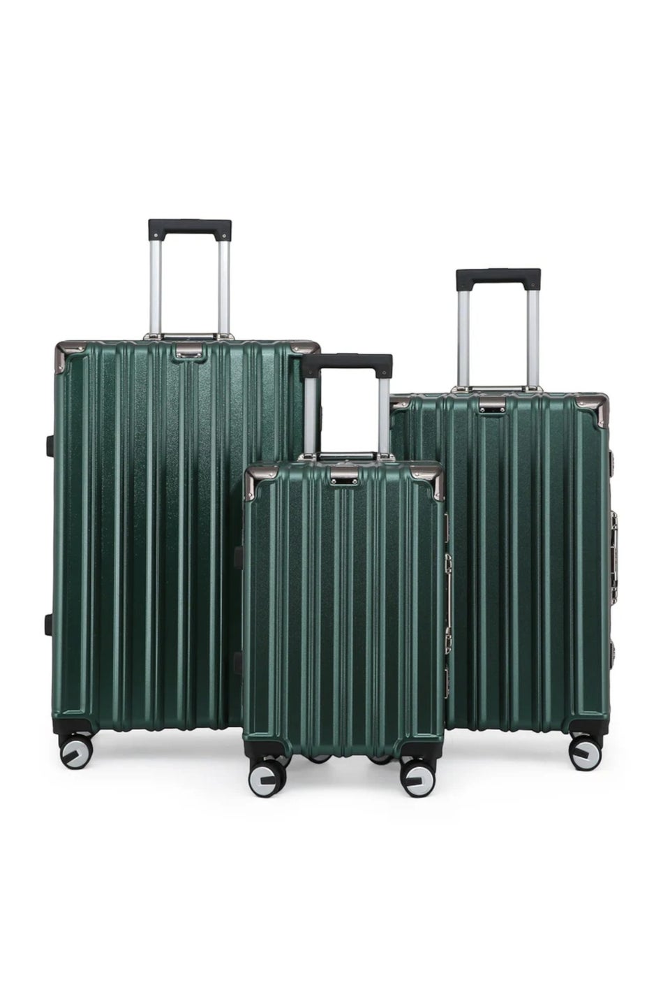 Infinity Luggage Green Hardshell Robust 8 Wheel Suitcases