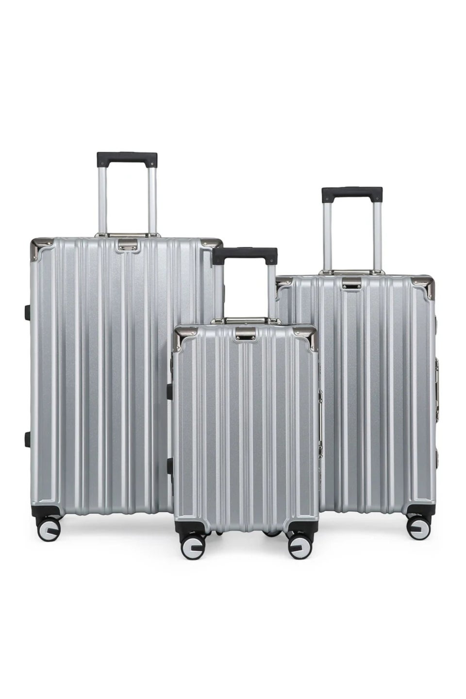 Infinity Luggage Silver Hardshell Robust 8 Wheel Suitcases