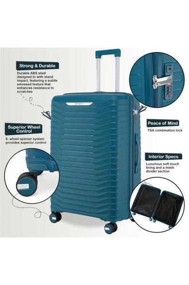 Infinity Luggage Blue Hard Shell Robust 8 Wheel TSA Suitcases