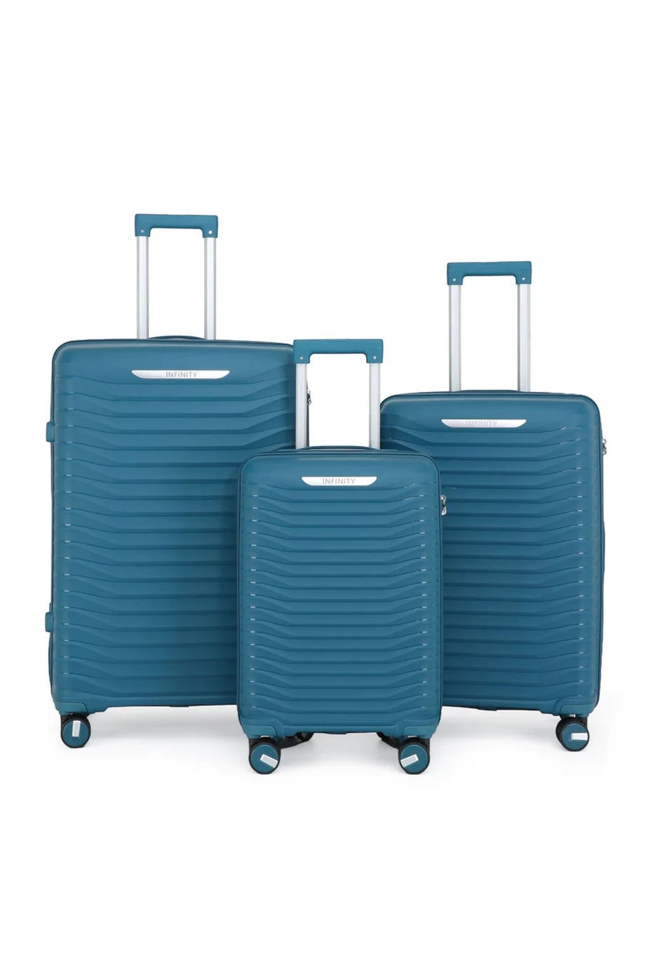 Infinity Luggage Blue Hard Shell Robust 8 Wheel TSA Suitcases