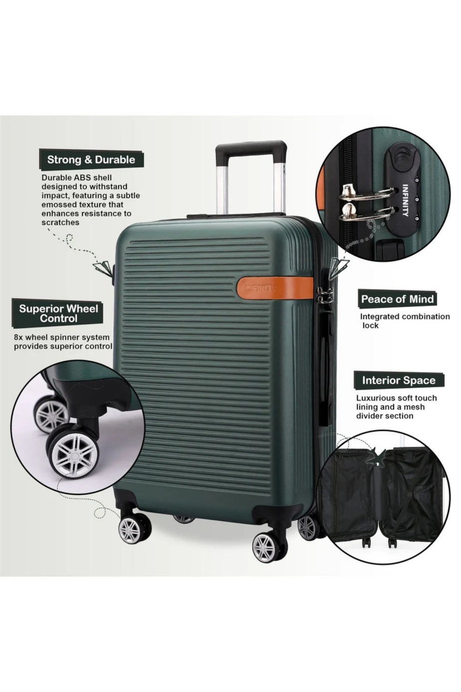 Infinity Luggage Emerald Green Hard Shell Suitcase