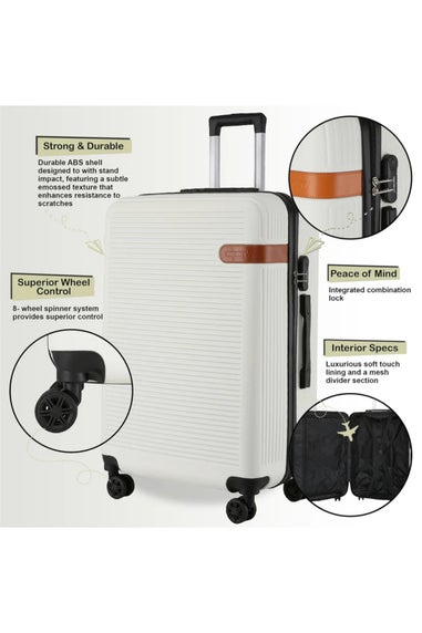 Infinity Luggage Cream Hard Shell Dual 4 Wheel Suitcase