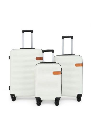 Infinity Luggage Cream Hard Shell Dual 4 Wheel Suitcase