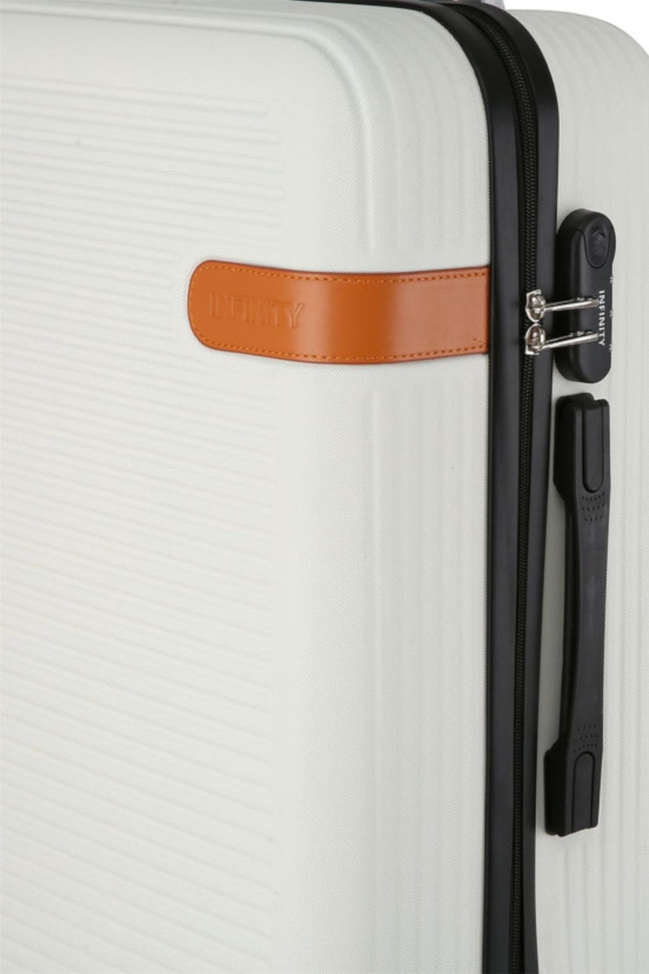 Infinity Luggage Cream Hard Shell Dual 4 Wheel Suitcase