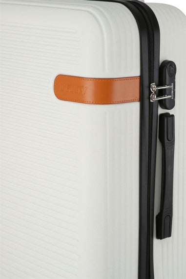Infinity Luggage Cream Hard Shell Dual 4 Wheel Suitcase