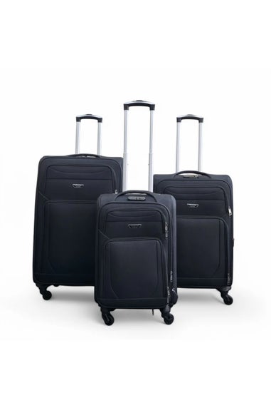 Infinity Luggage Black Soft Shell Lightweight  Nylon Suitcase