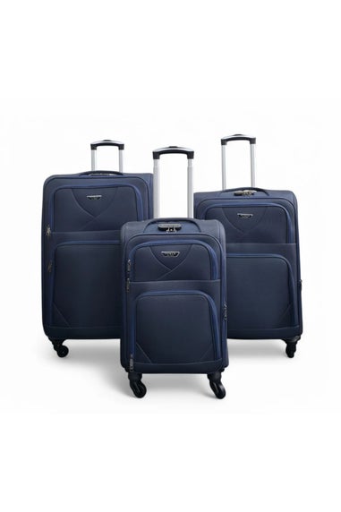 Infinity Luggage Navy Soft Shell Lightweight Nylon Suitcase