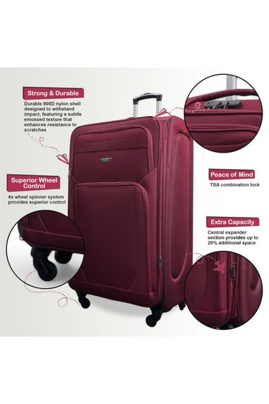 Infinity Luggage Wine Expandable Soft Shell Cabin Suitcase
