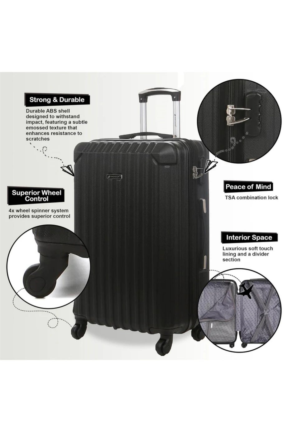 Infinity Luggage Black Hard Shell ABS  Suitcase