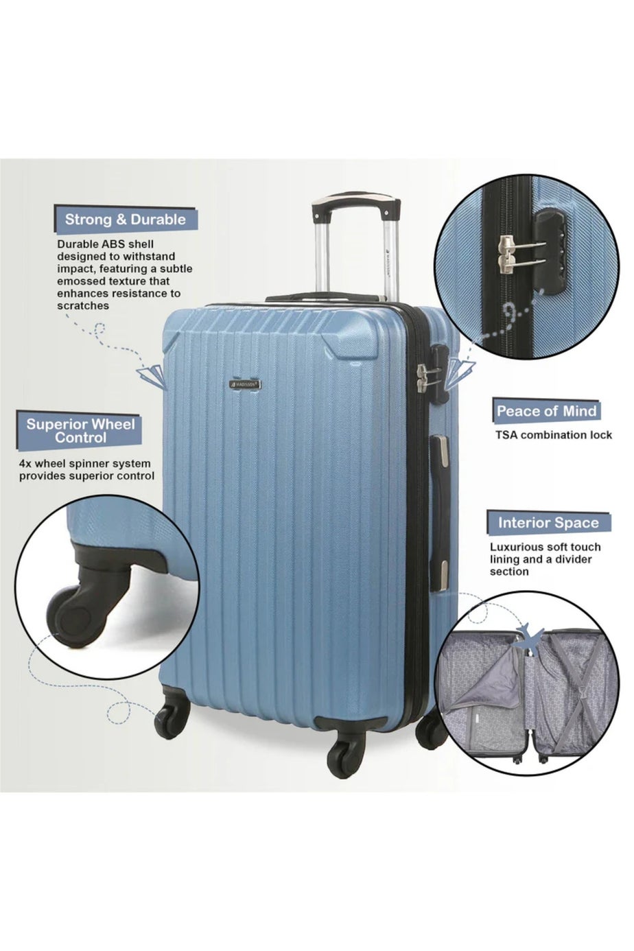 Infinity Luggage Blue Hard Shell ABS Suitcase