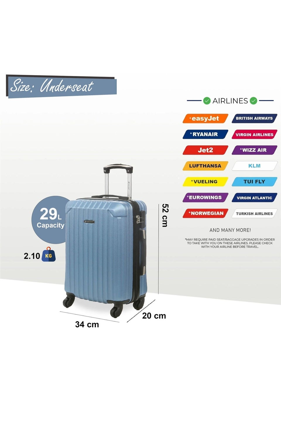 Infinity Luggage Blue Hard Shell ABS Suitcase