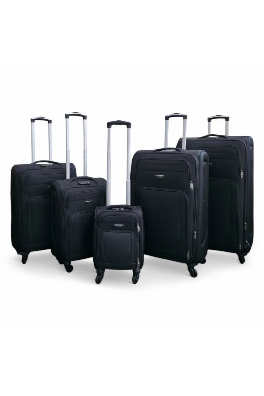 Infinity Luggage Black Soft Shell Lightweight  Nylon Suitcase Set