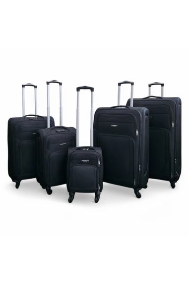 Infinity Luggage Black Soft Shell Lightweight  Nylon Suitcase Set