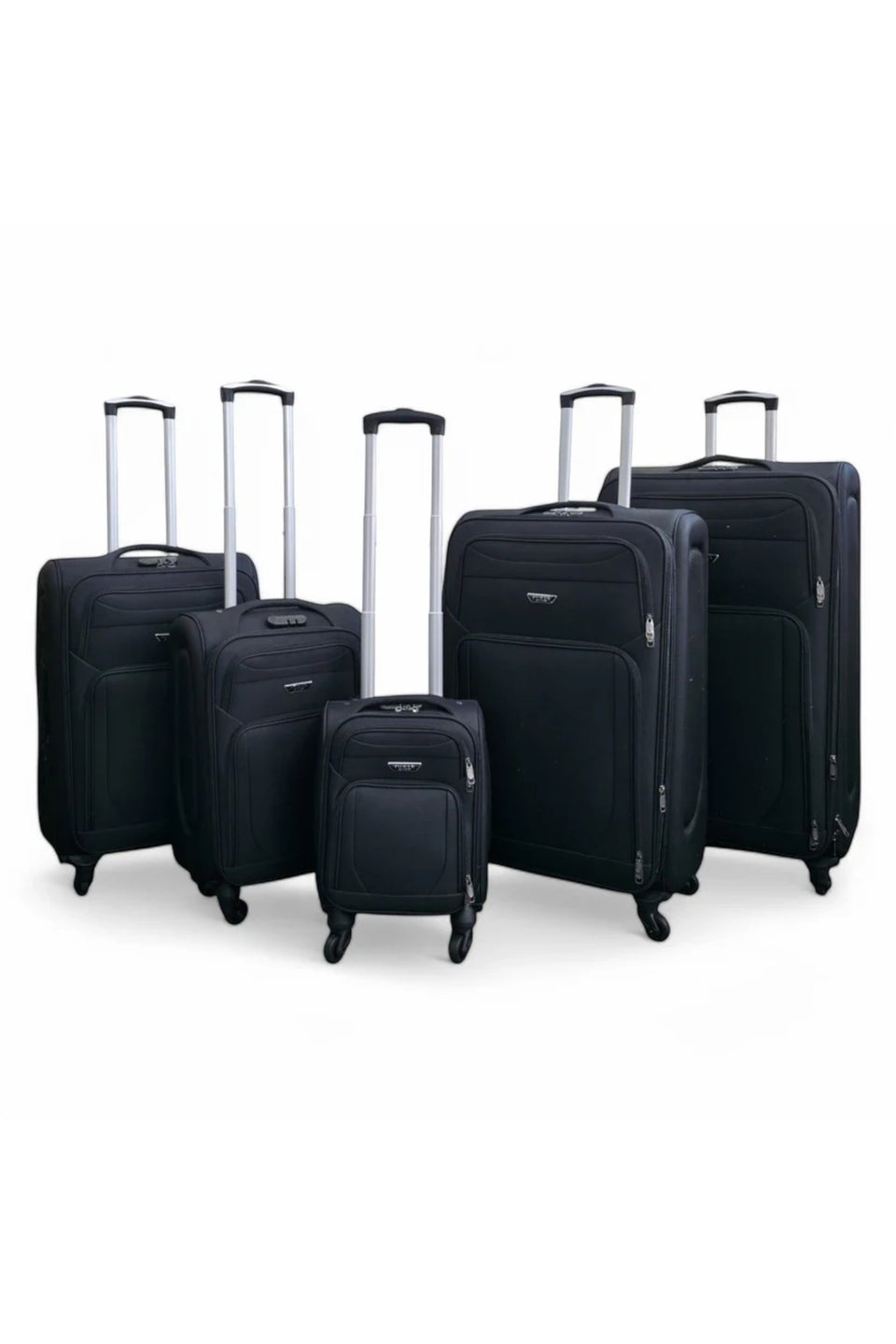 Infinity Luggage Black Soft Shell Lightweight  Nylon Suitcase Set