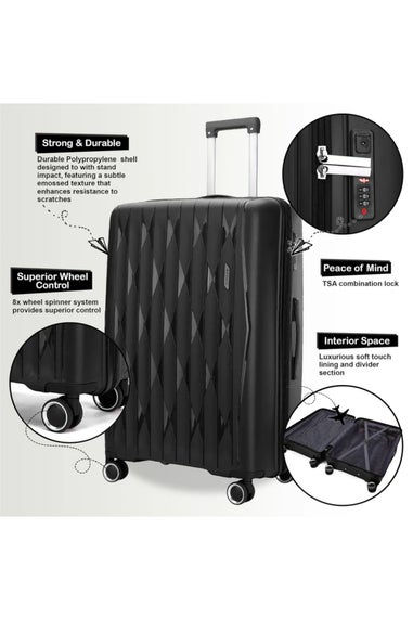 Infinity Luggage Black Hard Shell Suitcase TSA Travel