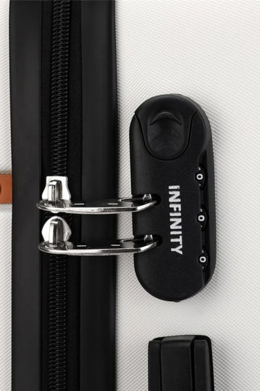 Infinity Luggage Cream White Hard Shell Blue Modern Suitcase