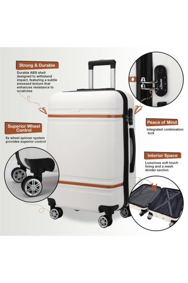Infinity Luggage Cream White Hard Shell Blue Modern Suitcase