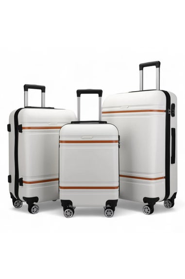 Infinity Luggage Cream White Hard Shell Blue Modern Suitcase