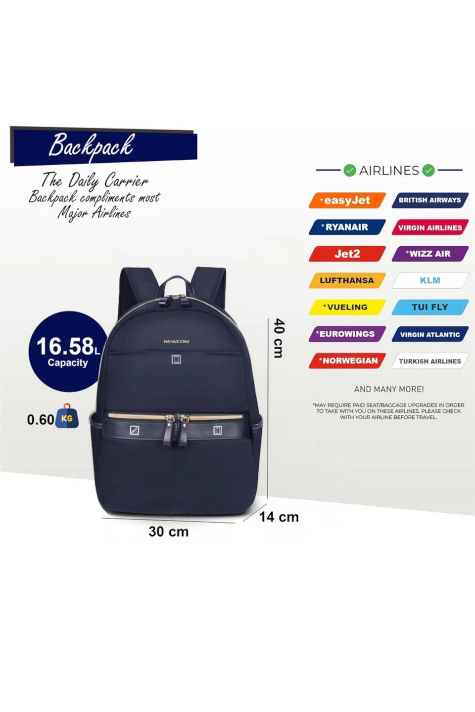 Infinity Luggage Blue Backpack Rucksack