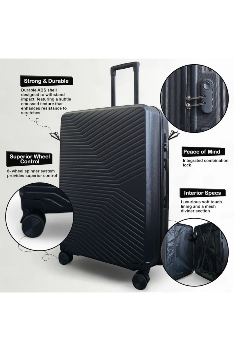 Infinity Luggage Black Hardshell Robust Suitcases