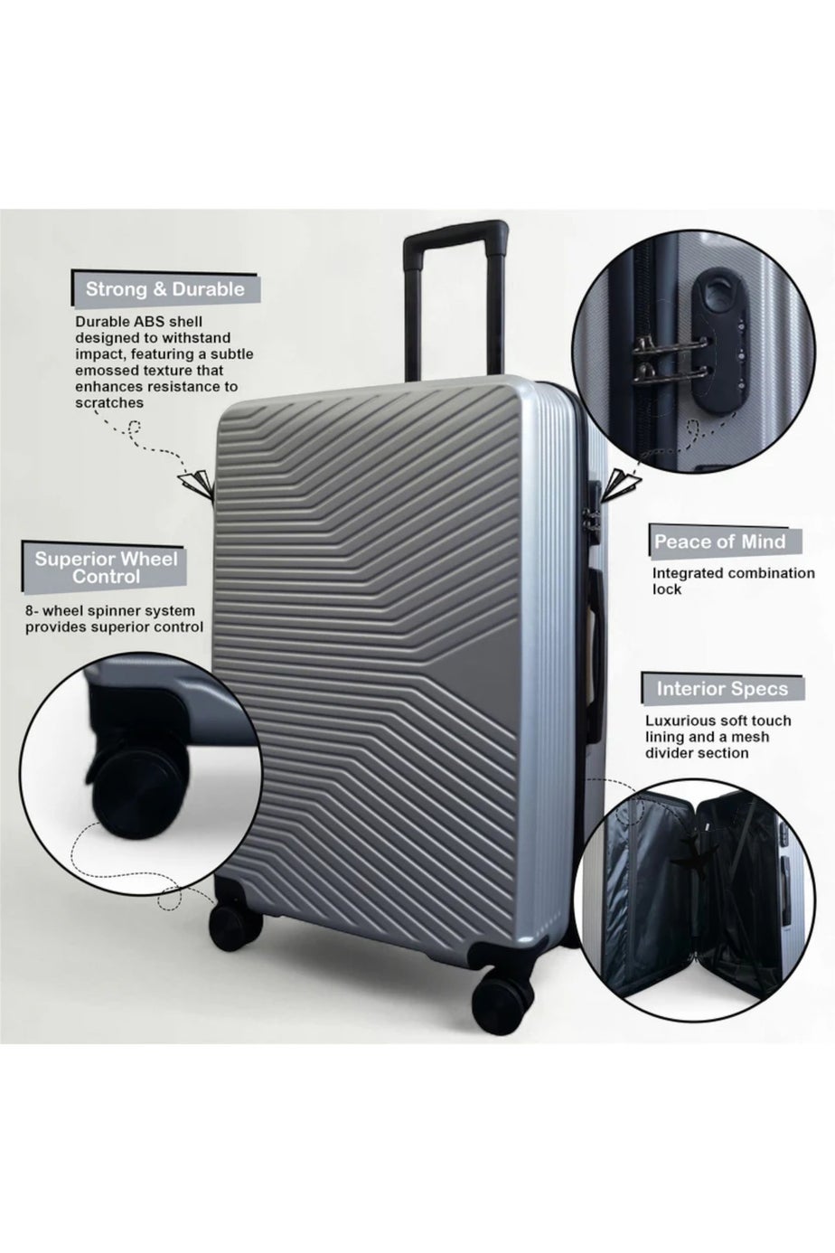 Infinity Luggage Silver Hardshell Robust Suitcases