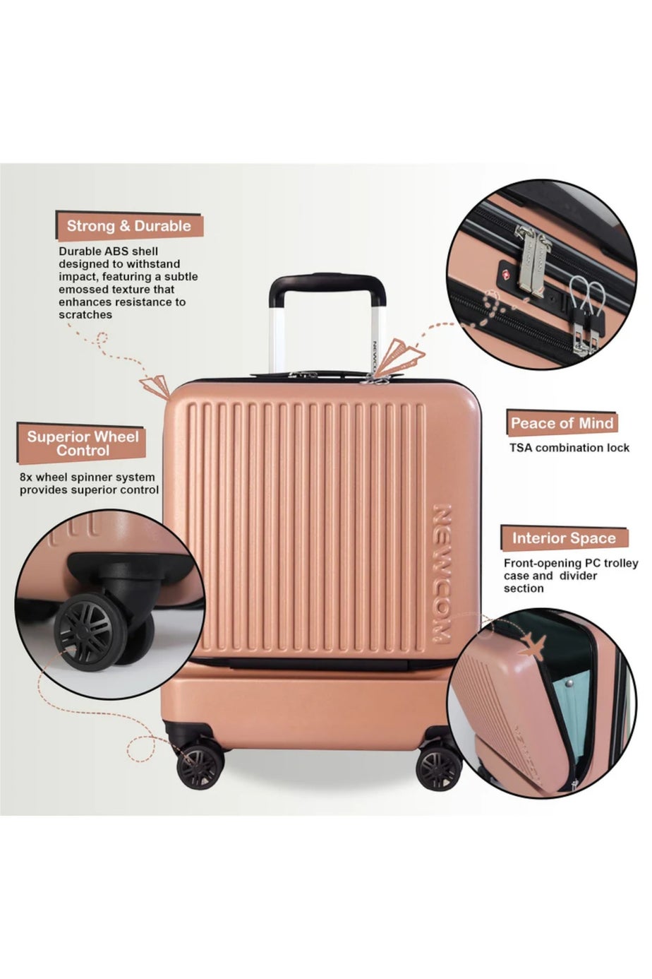 Infinity Luggage Pink Durable  Cabin Suitcase