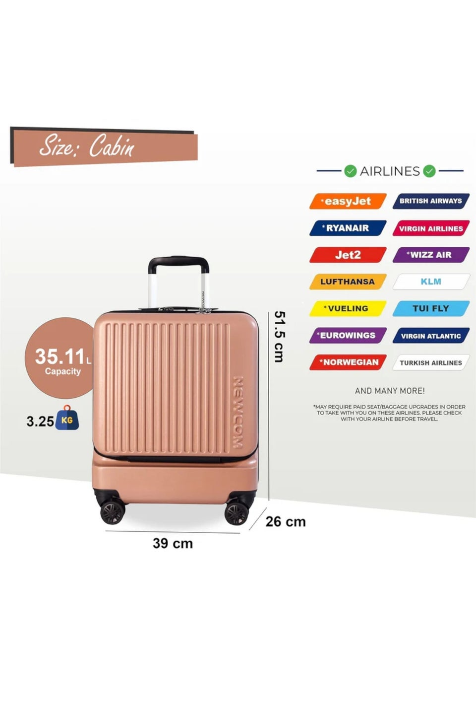 Infinity Luggage Pink Durable  Cabin Suitcase