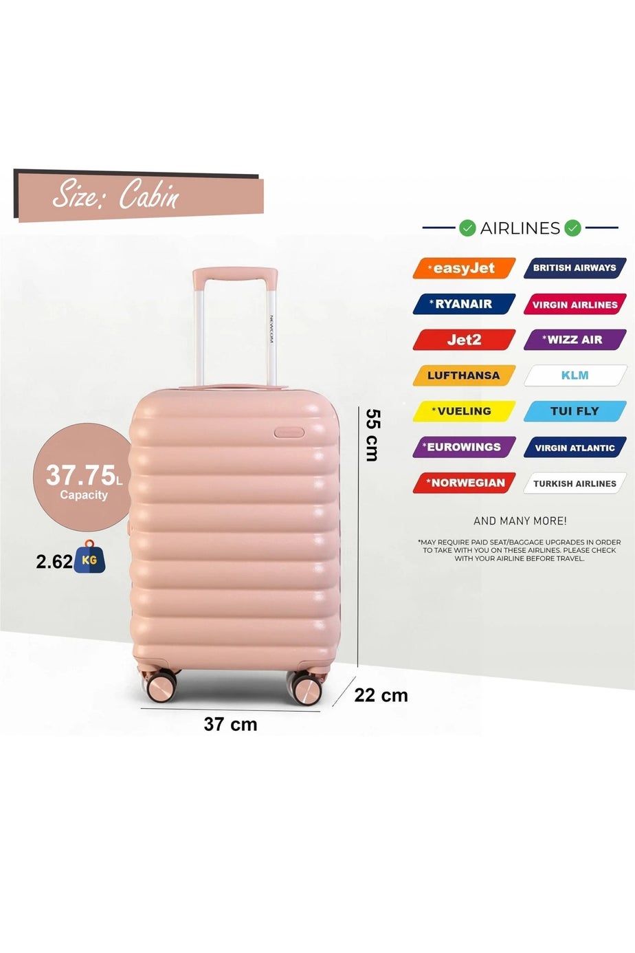 Infinity Luggage Pink Hard Shell Cabin TSA Secure