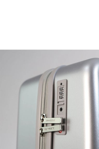 Infinity Luggage Silver Hard Shell Cabin TSA Secure