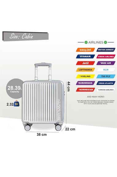 Infinity Luggage Silver Hard Shell Cabin TSA Secure