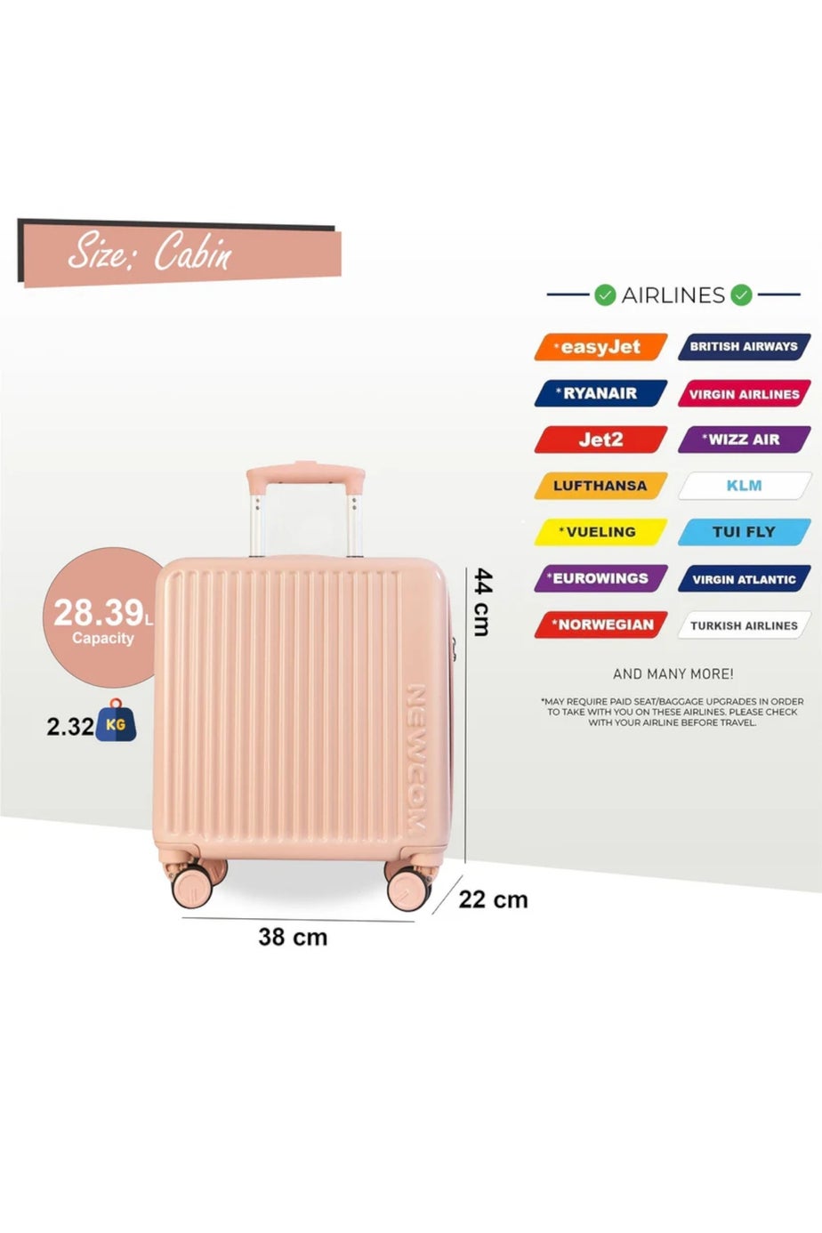 Infinity Luggage Pink Hard Shell Cabin TSA Secure
