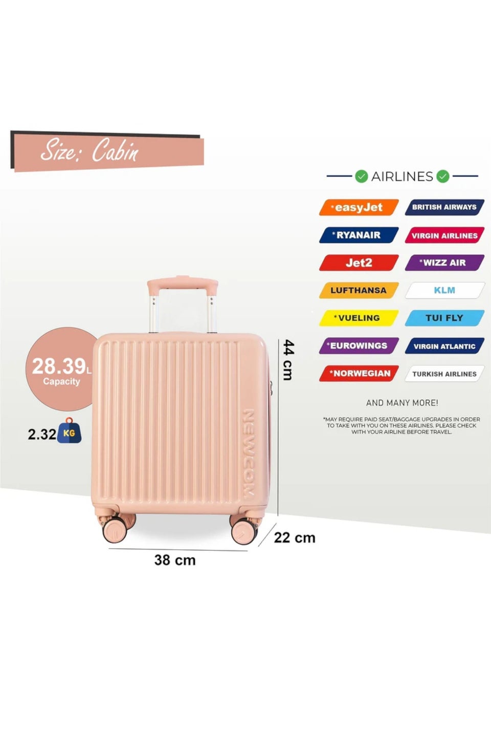 Infinity Luggage Pink Hard Shell Cabin TSA Secure