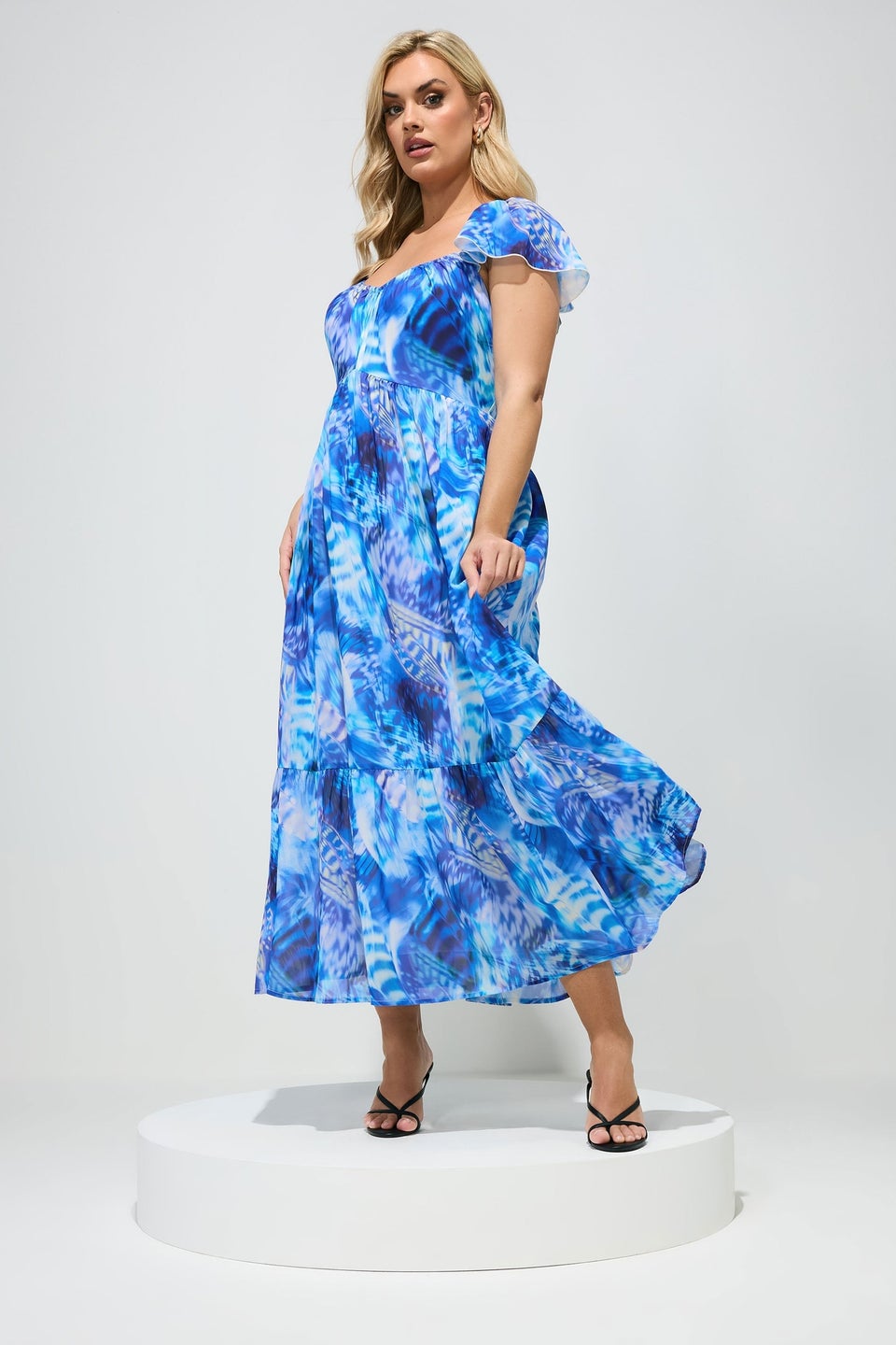 Yours London Curve Blue Abstract Smock Dress