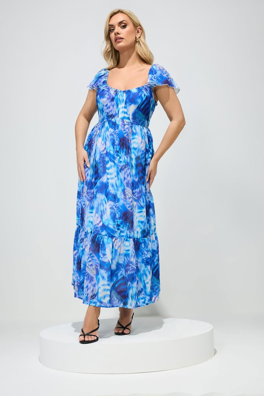 Yours London Curve Blue Abstract Smock Dress